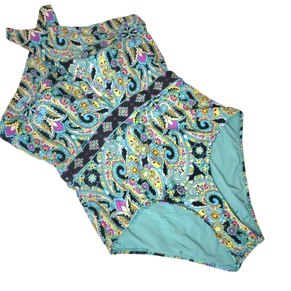 Laundry by Shelli Segal One-piece Colorful Boho Paisley Bathing Suit Sz Large